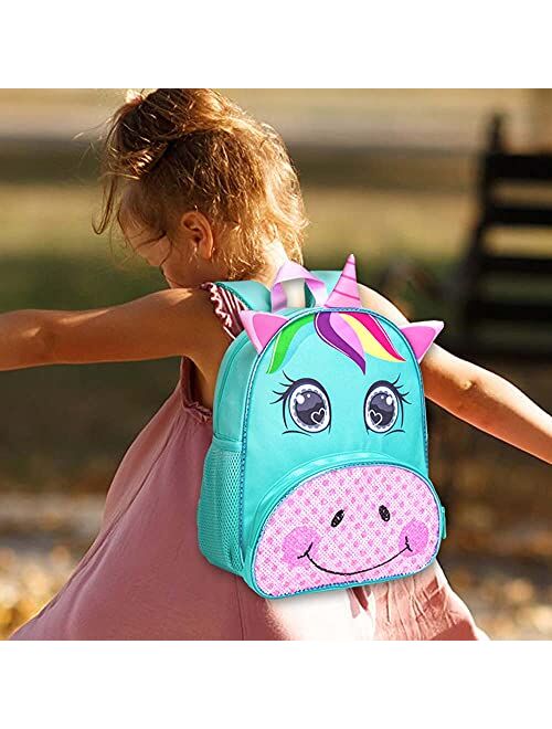 Toddler Backpack with Lunch Box for Girls,Unicorn Sequin Bookbag