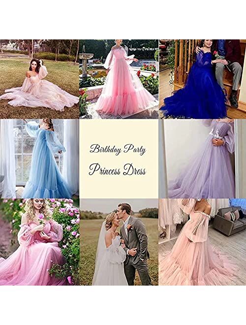 Tulle Puffy Sleeve Prom Dresses Ball Gown Wedding Dress Long Sweetheart Princess Birthday Party Women Gowns