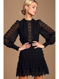 Lust or Love Cream Embroidered Lace Long Sleeve Dress