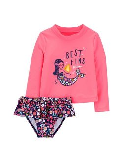 Toddler Girl Carter's Mermaid Rashguard Top & Bottoms Swimsuit Set