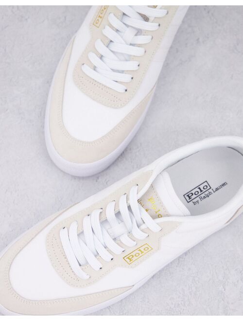 Polo Ralph Lauren court vulc sneakers in suede mix white with logo