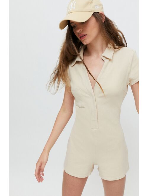 Urban Outfitters UO Remi Ribbed Polo Romper
