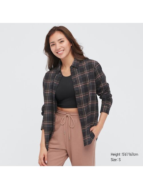 Uniqlo WOMEN FLANNEL CHECKED LONG-SLEEVE SHIRT