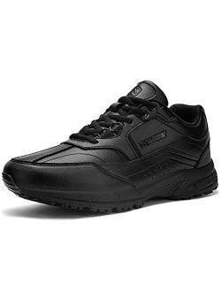 DKMILY DRY Waterproof Steel Toe Shoes for Men Slip Resistant Work Shoes Lightweight Static Dissipative Food Service Comfortable Safety Sneakers