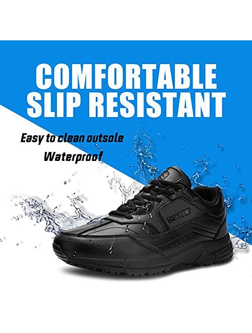 DKMILY DRY Waterproof Steel Toe Shoes for Men Slip Resistant Work Shoes Lightweight Static Dissipative Food Service Comfortable Safety Sneakers