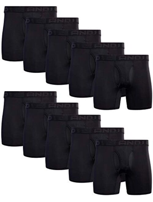 AND1 Men's Underwear - Performance Compression Boxer Briefs with Functional Fly (10 Pack)