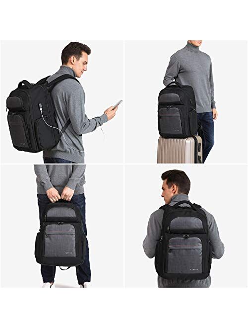 Tudequ 17.3” Laptop Backpack, TSA Travel Bag with WET Pocket Men Women, Black