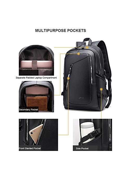 Leather Laptop Backpack for Women and Men, PU Vintage School Travel Daypacks