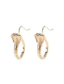 Vintage Cobra Dangle Earrings Exaggeration Animal Snake Hook Earrings for Women Girls Punk Gothic Ear Jewelry(Gold)