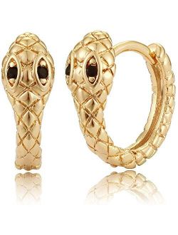 Mevecco Gold Snake Earrings for Women 18K Gold Plated Dainty Snake Shaped Charm Huggie Hoop Earrings Small Tiny Vintage Minimalist Dangling Long Snake Dangle Drop Hoop Hu