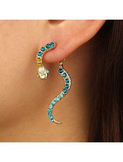 Boaccy Crystal Earrings Snake Earring Jackets Ear Drop Green Jewelry for Women and Girls