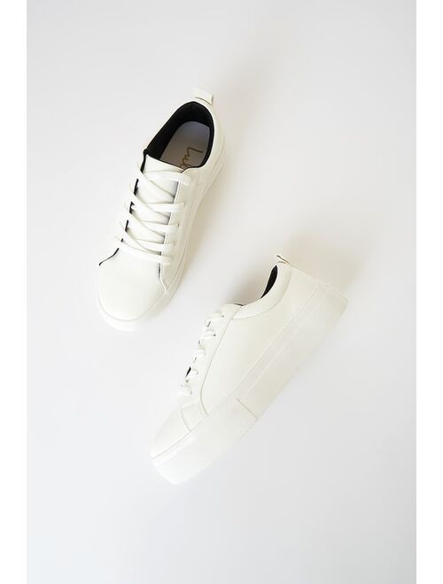 Lulus Kenley White Platform Lace Up Sneakers
