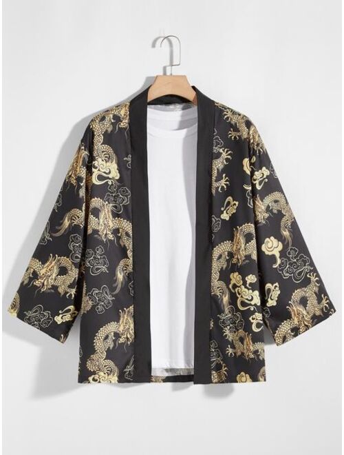 Shein Men Chinese Dragon Print Kimono