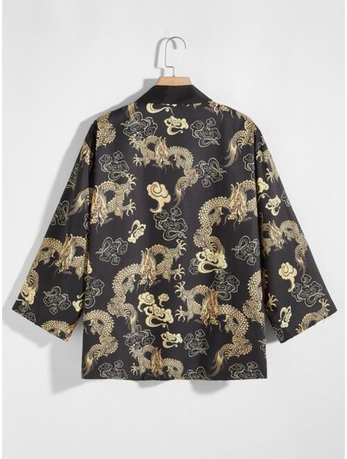 Shein Men Chinese Dragon Print Kimono