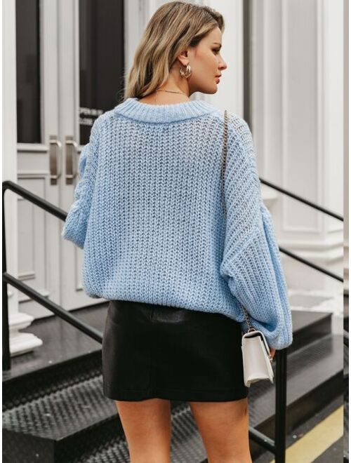 Shein Simplee Drop Shoulder Chunky Knit Oversized Sweater