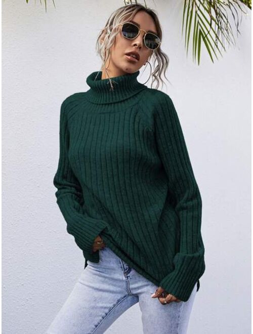 Shein High Neck Ribbed Knit Sweater