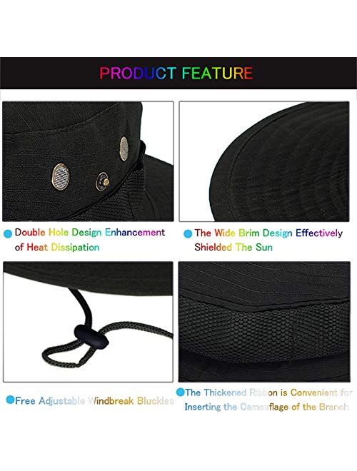 Fishing Hat Wide Brim Boonie Hat Sun Protection Cap Breathable Safari Hat for Man Woman