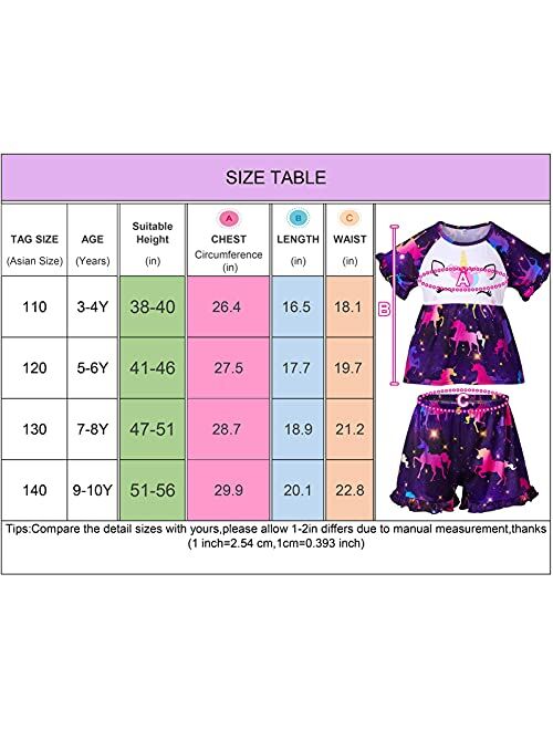 Matching Girl & Doll Pajamas Unicorn Outfit Clothes for Girls and 18" Dolls Pajama Sets