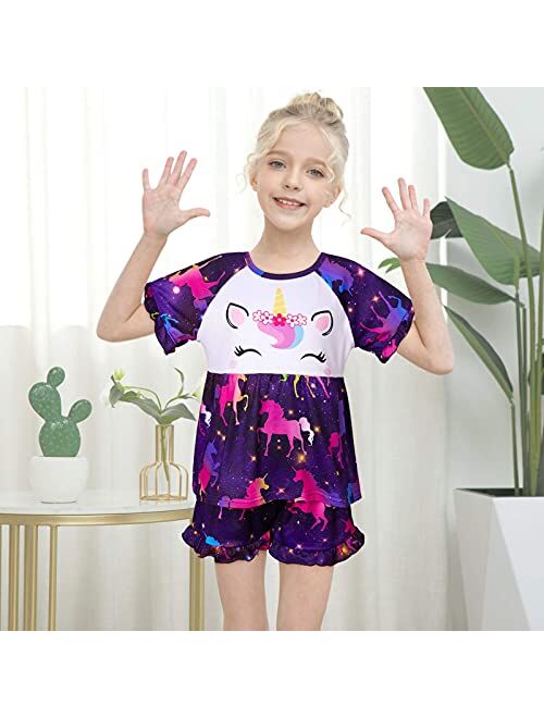 Matching Girl & Doll Pajamas Unicorn Outfit Clothes for Girls and 18" Dolls Pajama Sets
