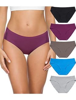 Seamless Underwear For Women - No Show Panties For Women Breathable Stretch Bikini Panties Soft Cheeky Hipster Panty- 5 Pack