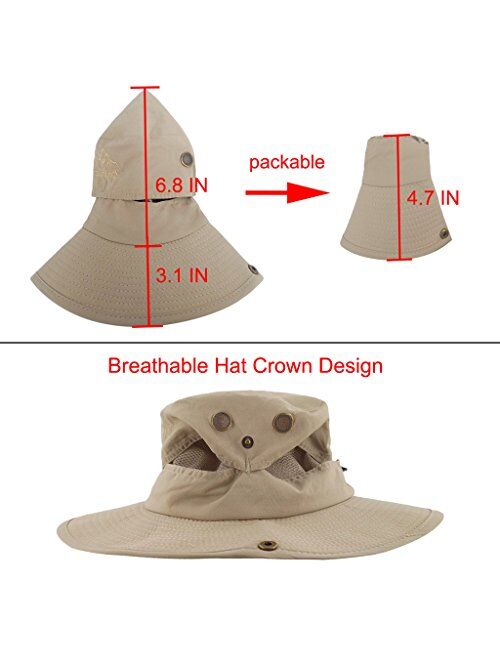 LETHMIK Outdoor Waterproof Boonie Hat Wide Brim Breathable Hunting Fishing Safari Sun Hat