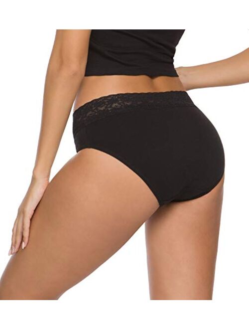 Cotton Panties for Women Bikini Underwear Hipster Underpants Lace Briefs Pack