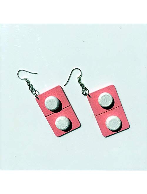 4 Pair Funny Lovely Capsule-shaped Pills Dangle Earrings Wooden Pills Medicine Board Drop Earrings Exaggerated Durable and Useful Earrings for Women Girl Unique Cute Jewe