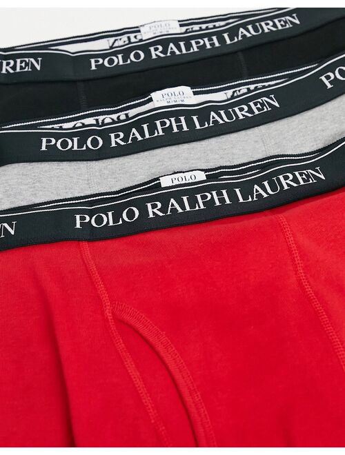 Polo Ralph Lauren 3 pack trunks in gray/red/black with logo waistband