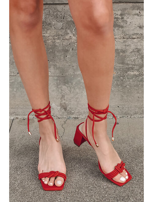 Lulus Jazey Terracotta Lace-Up High Heel Sandals