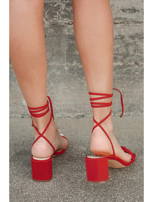 Lulus Jazey Terracotta Lace-Up High Heel Sandals