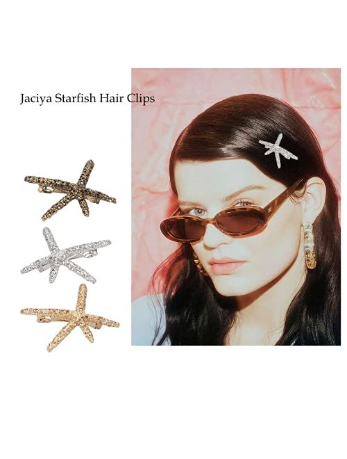 Jaciya 15 Pcs Hair Clips for Women - Minimalist Dainty Hair Clips for Women Hollow Geometric Alloy Hairpin Clamps Pearl hair clips,Starfish, Leaf, Circle, Triangle and Mo