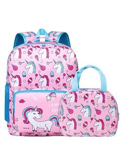 Unicorn Backpack for Girls, Toddler, Kids, Teen, Pink School Bookbag For Elementary Kindergarten Student, Preschool Children With Lunch Bag (age 6-12 years)