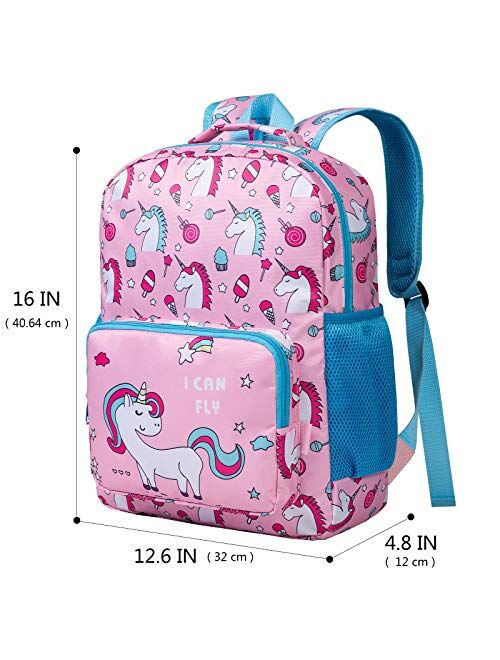 Unicorn Backpack for Girls, Toddler, Kids, Teen, Pink School Bookbag For Elementary Kindergarten Student, Preschool Children With Lunch Bag (age 6-12 years)
