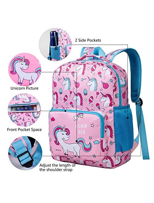 Unicorn Backpack for Girls, Toddler, Kids, Teen, Pink School Bookbag For Elementary Kindergarten Student, Preschool Children With Lunch Bag (age 6-12 years)