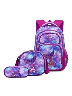 Wawakube 3Pcs Boys Dinosaur Backpack Set with Lunch Box Pencil Case, School Book Bag for Kids Elementary Preschool