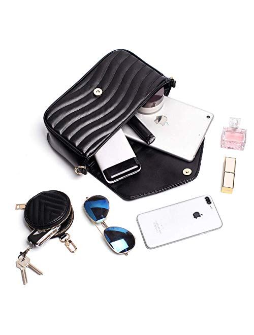 Small Quilted Crossbody Bags for Women Stylish Designer Purses and Handbags with Coin Purse including 2 Size Bag
