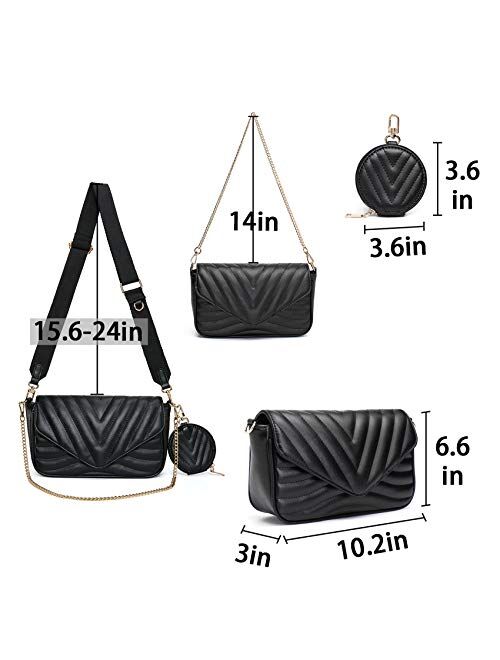 Small Quilted Crossbody Bags for Women Stylish Designer Purses and Handbags with Coin Purse including 2 Size Bag