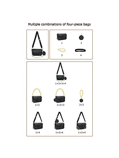 Small Quilted Crossbody Bags for Women Stylish Designer Purses and Handbags with Coin Purse including 2 Size Bag