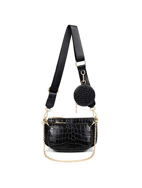 Small Crossbody Bags for Women Multipurpose Golden Zippy Handbags with Coin Purse including 3 Size Bag