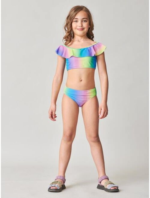 Shein Girls Ombre Ruffle Bikini Swimsuit