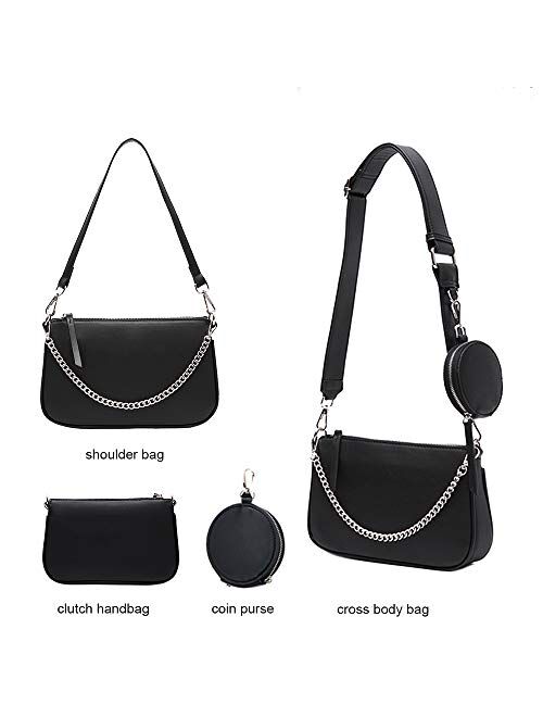 AMHDV Women Multipurpose Crossbody Bags Small Shoulder Bag Fashion 3 in 1 Zip Handbags with Coin Purse