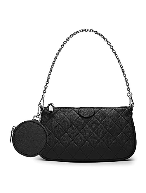 Yaluxe Multipurpose Crossbody Bag for Women Genuine Leather Multi Double Purse Zip Handbags with Coin Purse Fashion