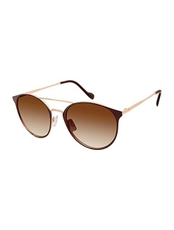 Women's J5564 Round Mixed Metal Sunglasses with Metal Brow Bar & Temple & 100% UV Protection, 60 mm