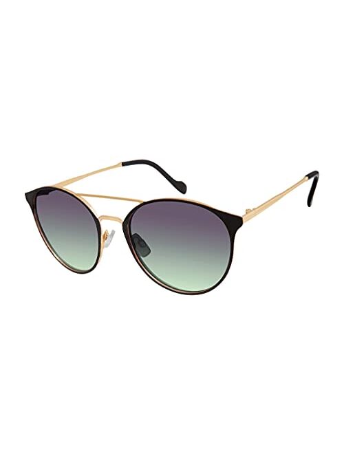 Jessica Simpson Women's J5564 Round Mixed Metal Sunglasses with Metal Brow Bar & Temple & 100% UV Protection, 60 mm