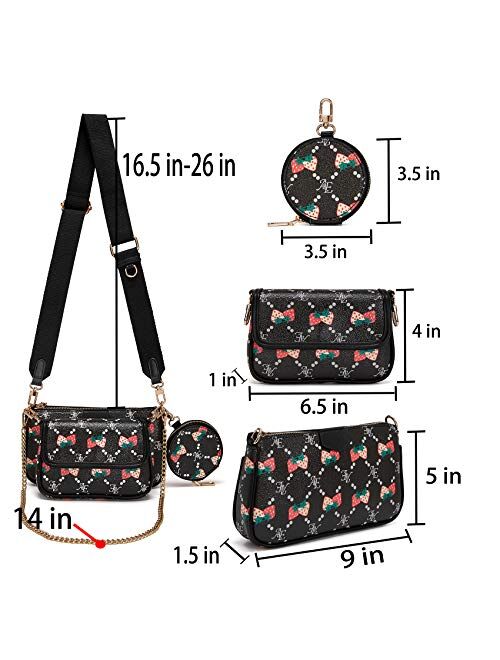 Small Crossbody Bags for Women Multipurpose Purses and Handbags with Coin Purse including 3 Size Bag (Black)