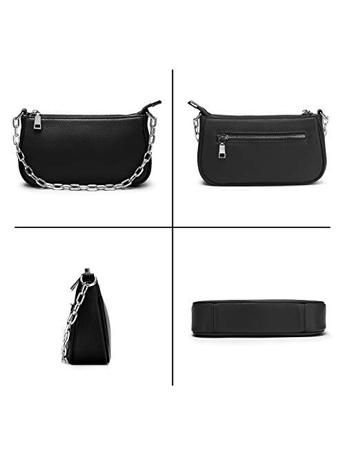 Yaluxe Multipurpose Crossbody Bag for Women Leather Small Purse 2 in 1 Zip Handbags with Coin Pouch