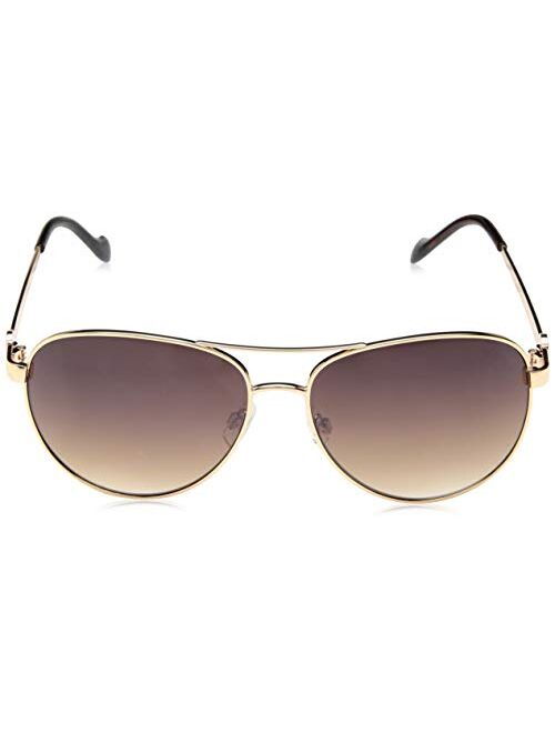 Jessica Simpson Women's J5596 Metal Aviator Sunglasses with Signature JS Enamel Logo Temple & 100% UV Protection, 60 mm
