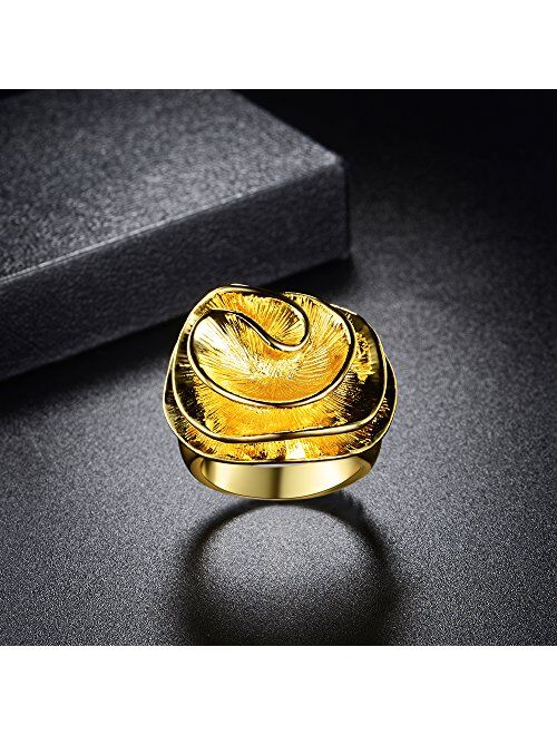 Mytys Statement Rings for Women 18k Gold Plated Flower Cocktail Ring Wedding Engagement Gift