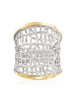 Sterling Silver and 14kt Yellow Gold Free-Form Lattice Ring