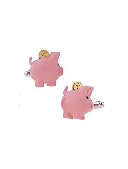 MRCUFF Piggy Bank Savings Coin Pig Pair Cufflinks in a Presentation Gift Box & Polishing Cloth